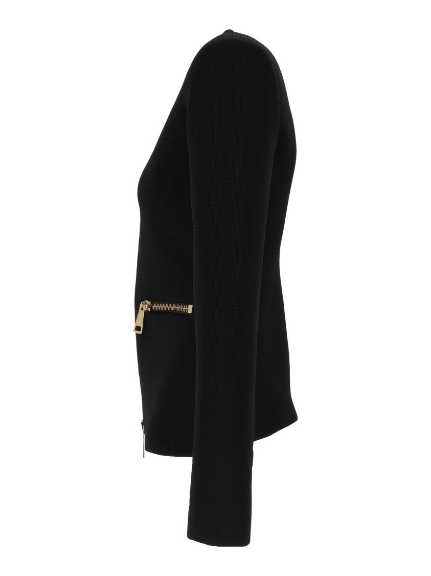 Elisabetta Franchi Fitted Zip Tricot Knit Top