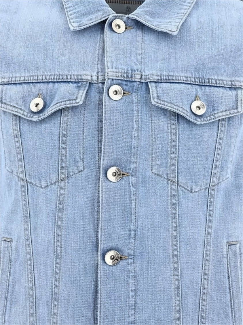 Brunello Cucinelli Structured Light Blue Denim Jacket