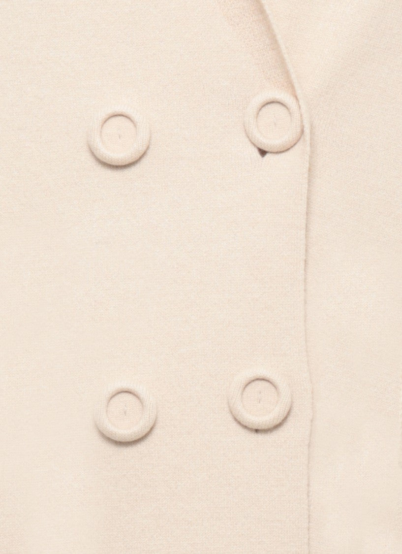 D. Exterior Beige Wool Double-Breasted Coat