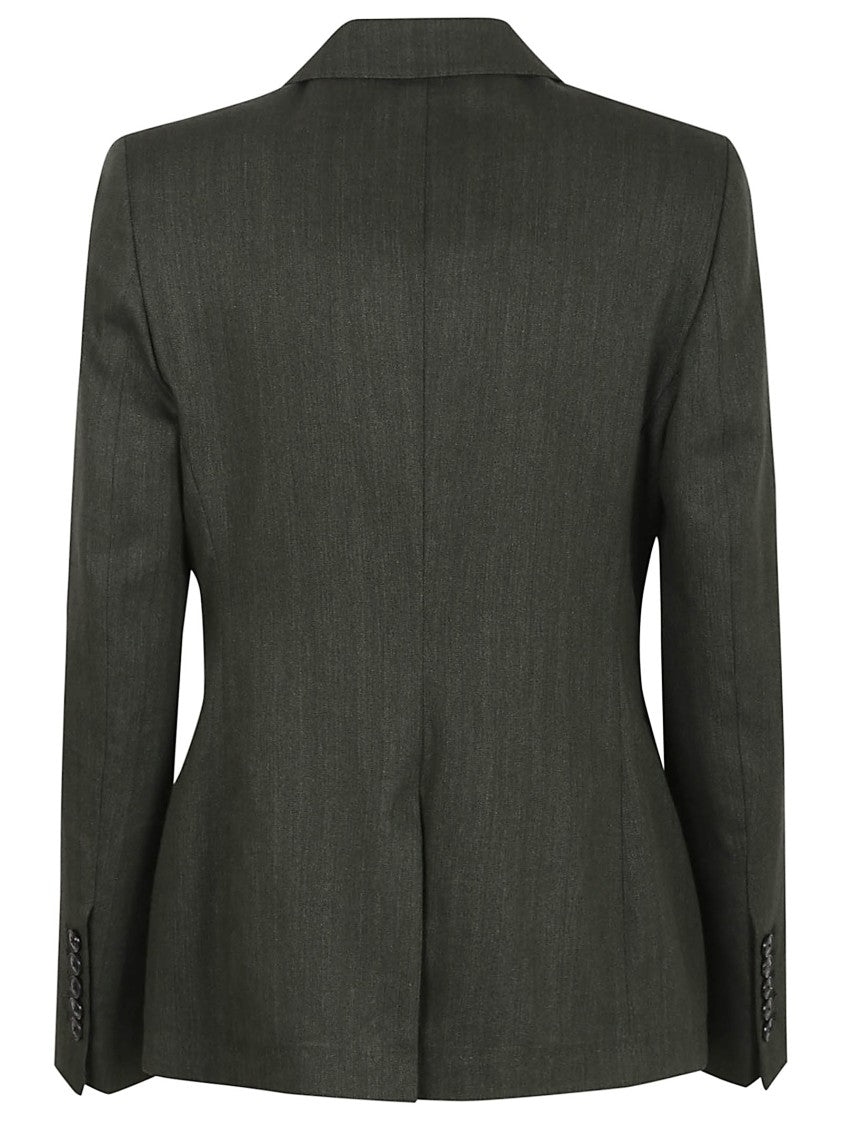Saulina Tailored Green Blazer With Notched Lapels