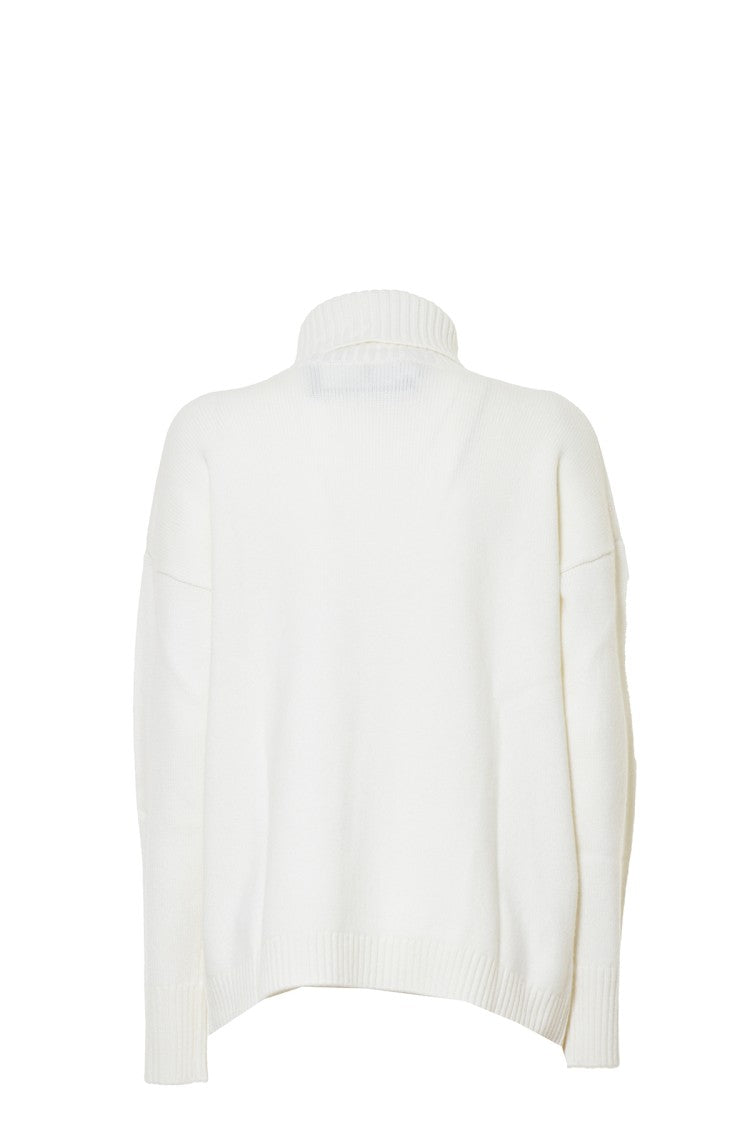 Blumarine Butter White Cashmere Turtleneck Sweater