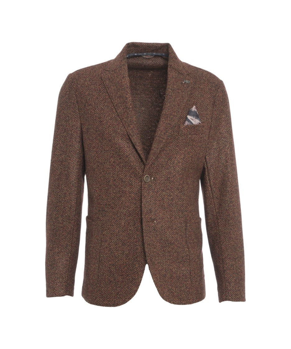 Bob Houndstooth Pattern Blazer With Single-Button Closure And Tailored Fit