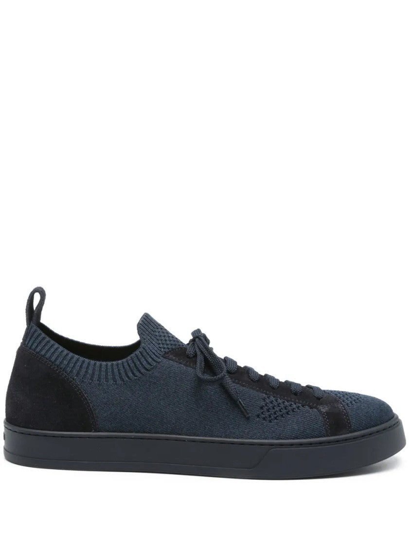 Doucal's Knitted Textile Sneakers With Suede Accents