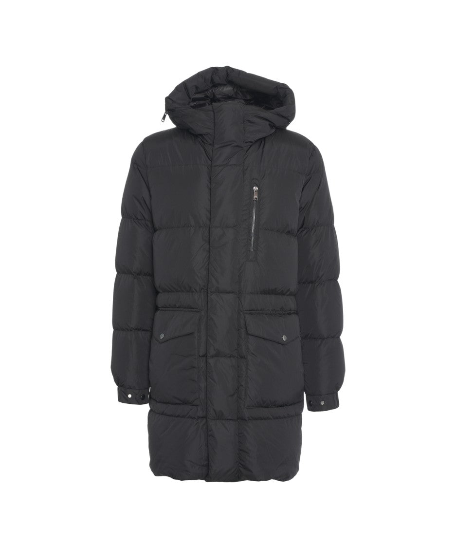 Add Long Quilted Down Jacket With Non-Removable Hood