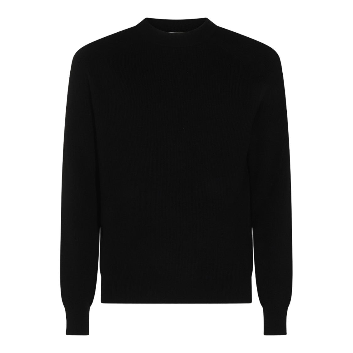 Malo Ribbed Texture Black Sweater With Crew Neckline