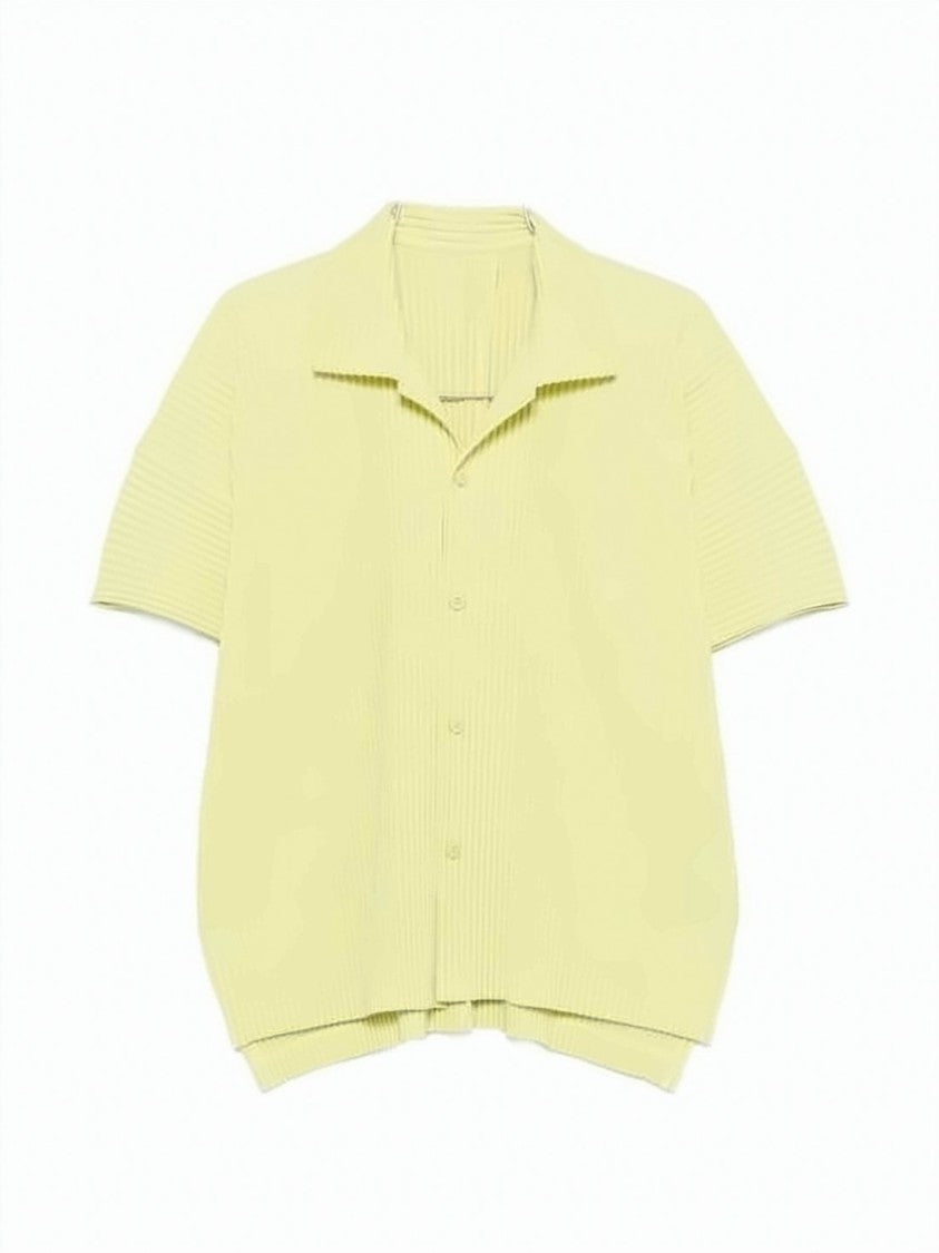 Homme Plissé Issey Miyake Distinctive Pleated Short-Sleeve Shirt With Classic Collar