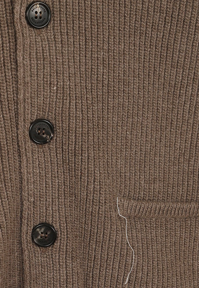 Ballantyne Shawl Collar Ribbed Knit Cardigan With Button Closure