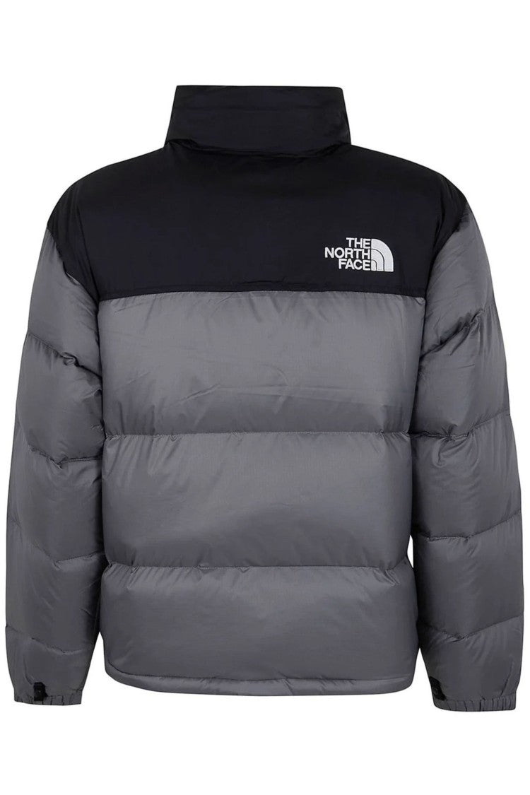 The North Face Gray Black Nuptse High Collar Nylon Down Jacket