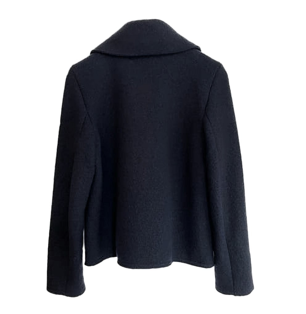 Saint James Black Wool Jacket With Rounded Collar