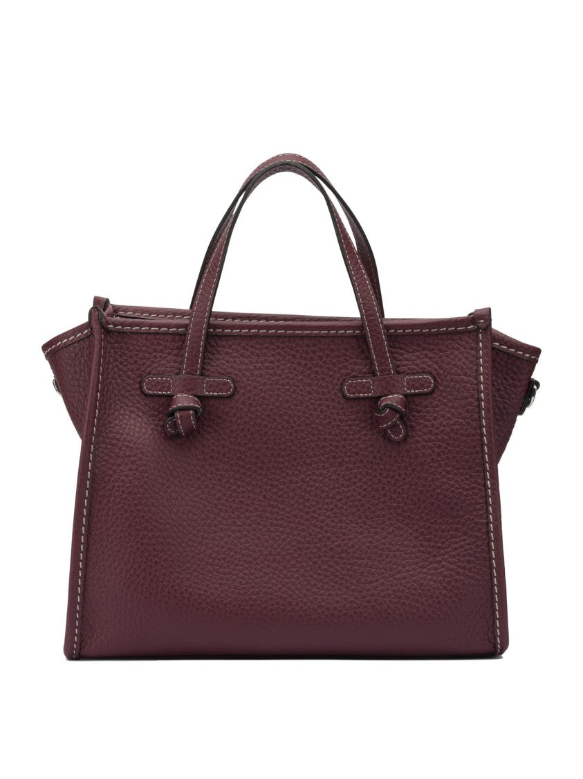 Gianni Chiarini Structured Bordeaux Leather Handbag With Knot-Detail Handles
