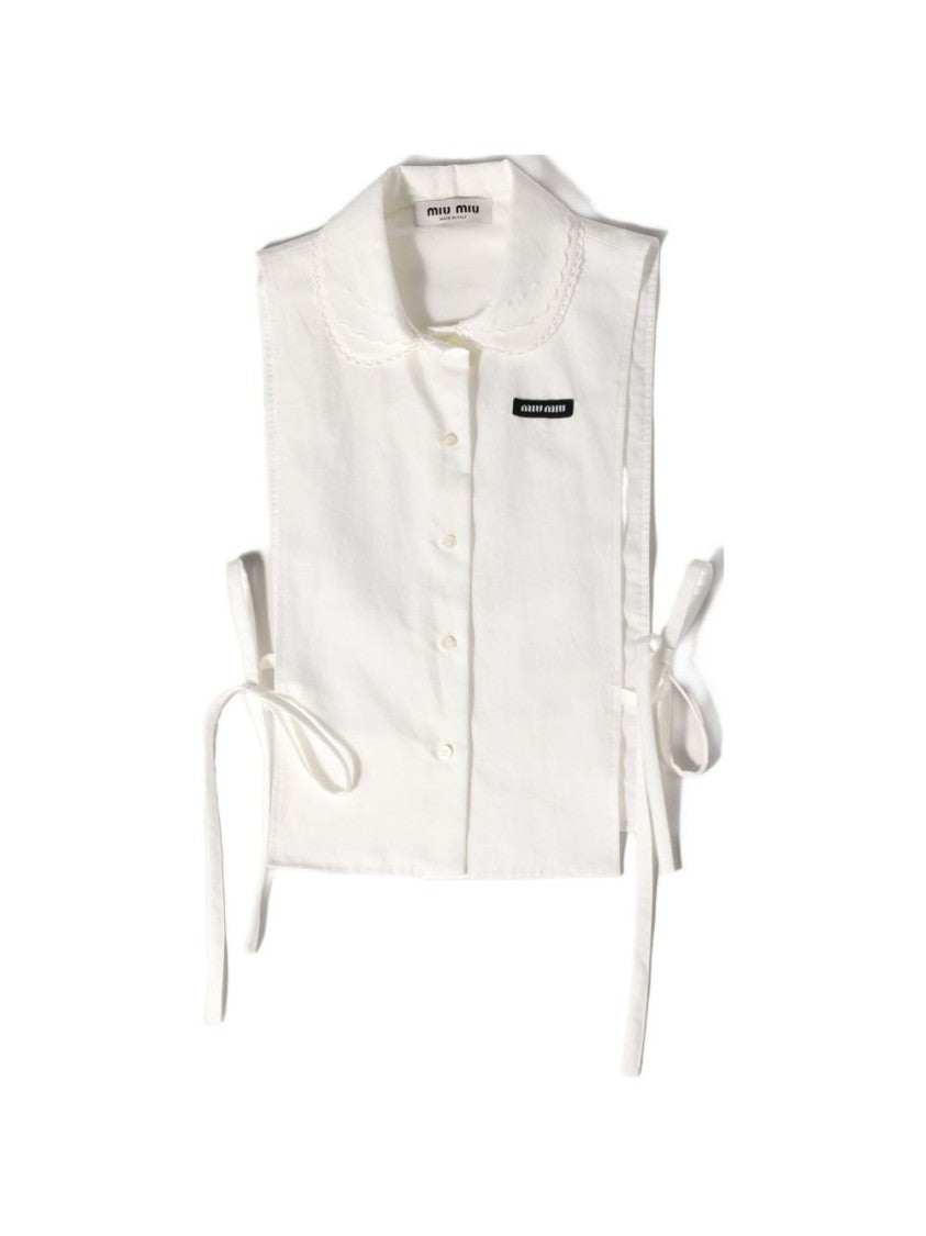 Miu Miu White Sleeveless Poplin Collar Shirt