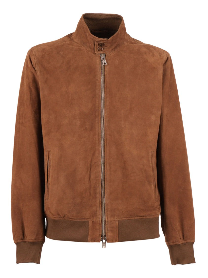 Schott Nyc Brown Suede Stand Collar Leather Jacket