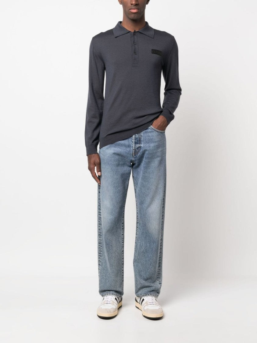 Valentino Garavani Classic Long-Sleeve Virgin Wool Polo Shirt