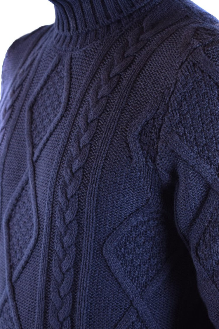 Tagliatore Textured Cable Knit Sweater With High Turtleneck