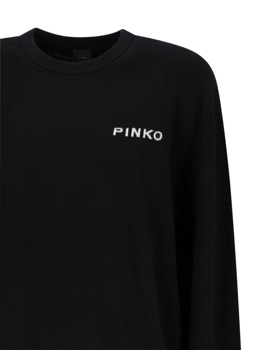 Pinko Wool-Cashmere Blend Sweater With Bird Graphic