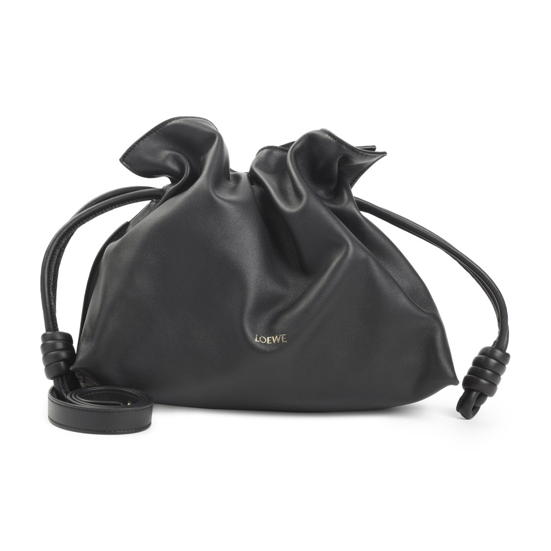 Loewe Medium Black Calf Leather Flamenco Clutch With Adjustable Features