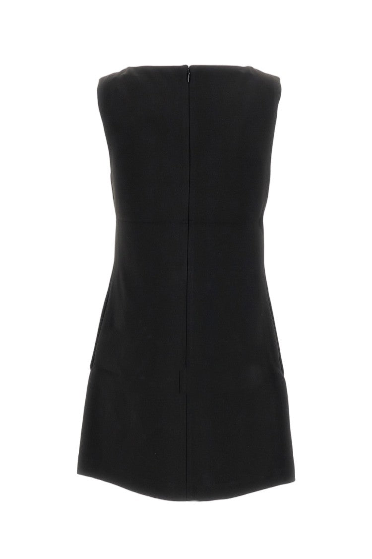 Self-Portrait Rhinestone-Embellished Black Midi Dress With V-Neckline