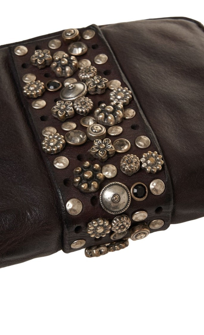 Campomaggi Compact Leather Wallet With Stud And Rhinestone Accents