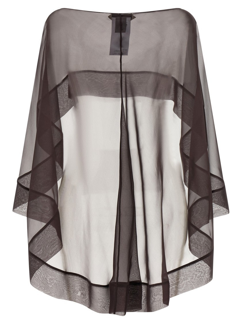 Alberta Ferretti Hooded Silk Chiffon Scarf With Asymmetric Hem