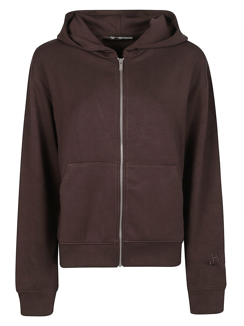 Hinnominate Hoodie Full Zip Cropped Viscose-Blend Sweatshirt