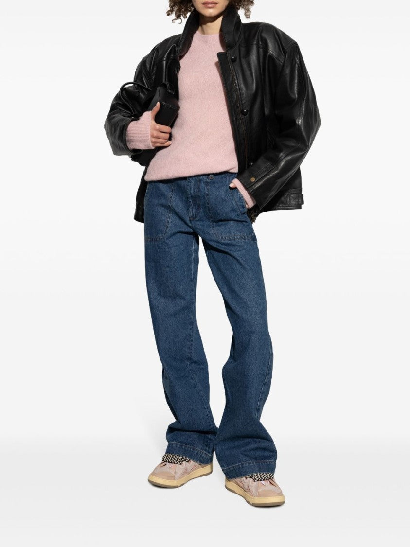 Lanvin Pink Panelled Side Logo Lace Sneakers