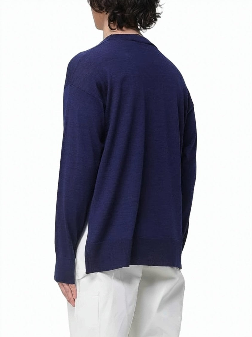 Ami Paris Deep Navy Fine Knit Wool Sweater