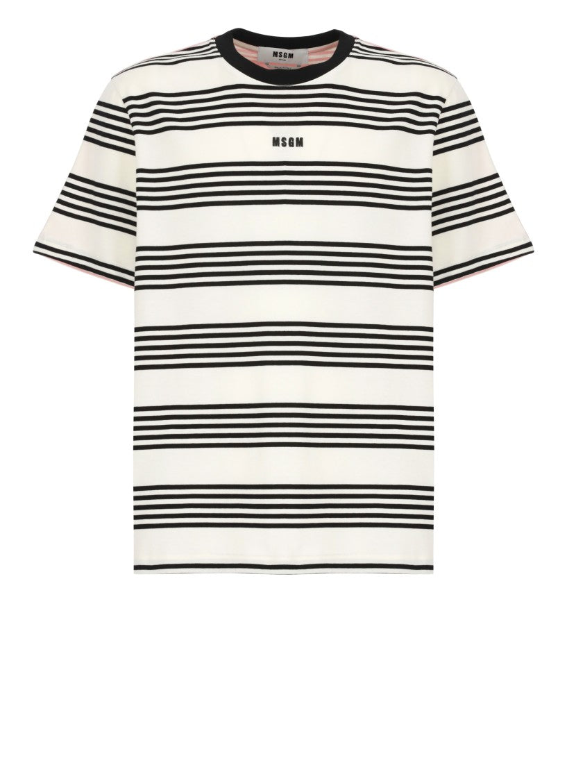 Msgm Ivory Cotton T-Shirt