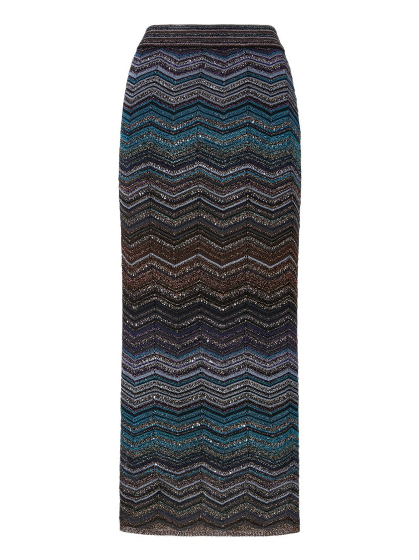 Missoni Multicolor Chevron Sequin Tube Skirt