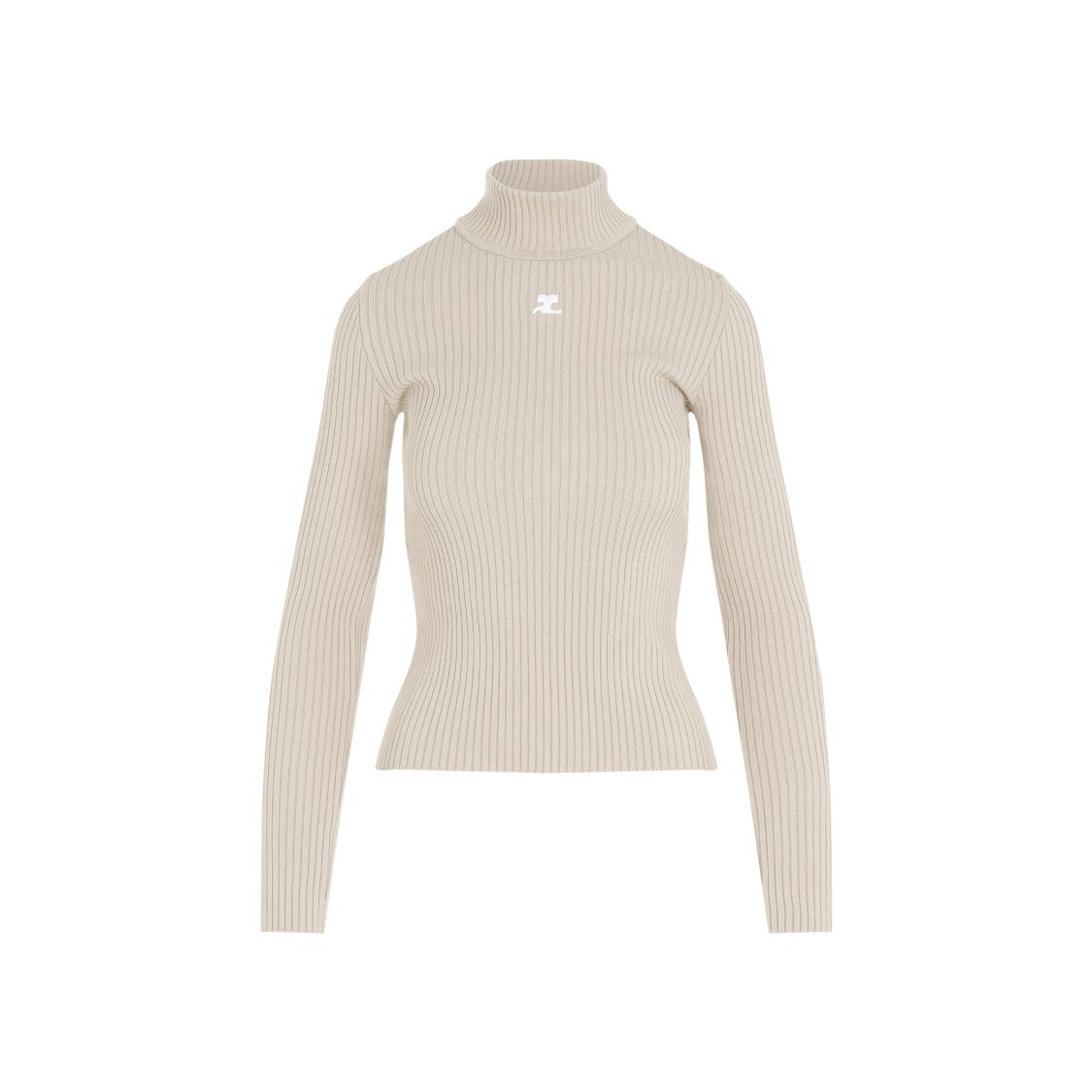 Courrèges Cappuccino Ribbed Roll Neck Jumper