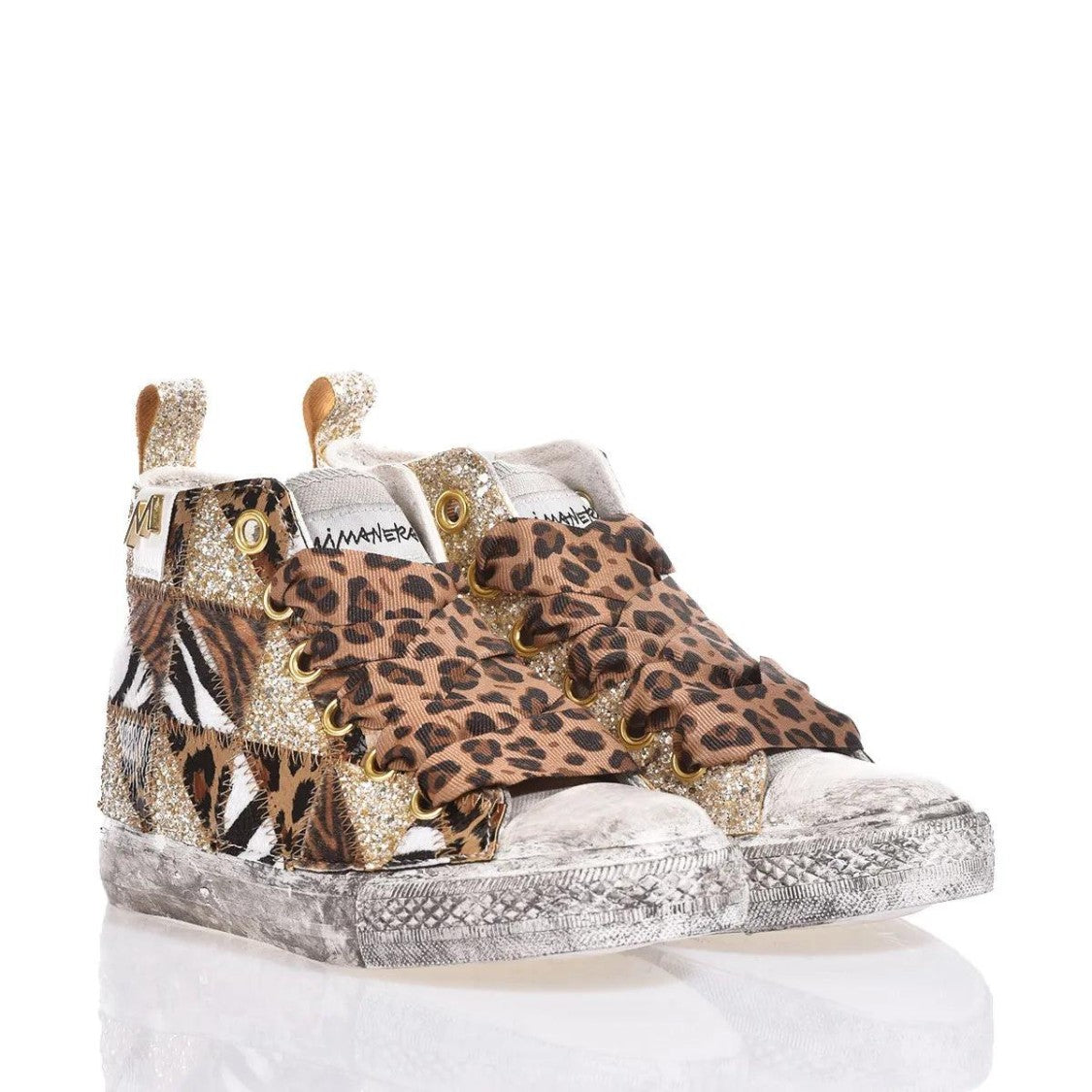 Mimanera Handmade High-Top Sneakers With Jungle Patchwork Design