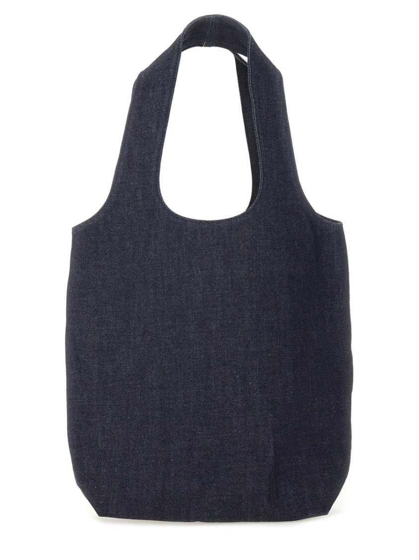 A.P.C. Navy Ninon Small Logo Cotton Tote Bag