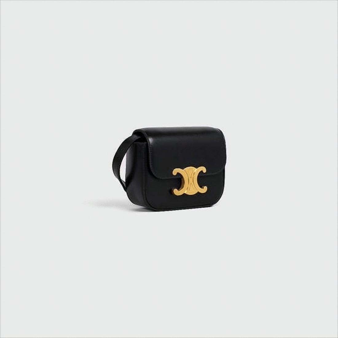 Celine Smooth Calf Leather Shoulder Bag With Gold-Tone Logo Closure