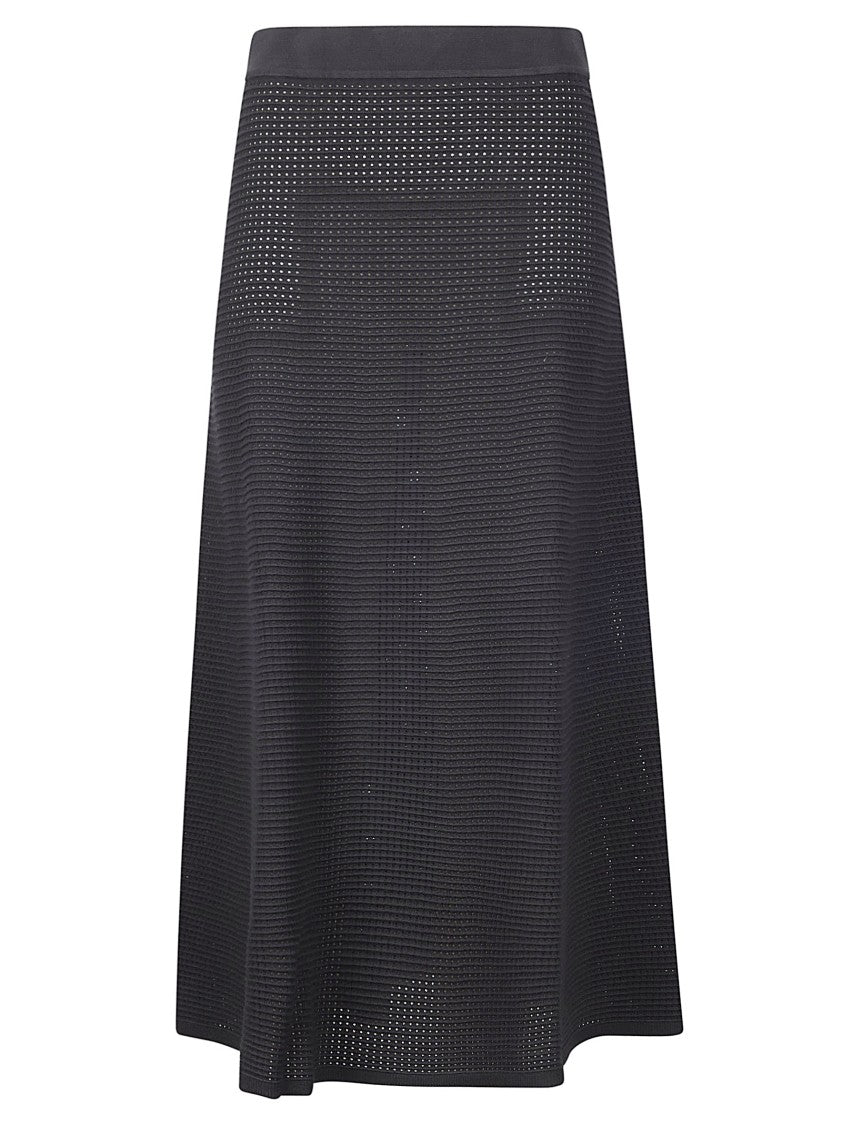 P.A.R.O.S.H. Flared Maxi Skirt In Soft Perforated Knit Fabric