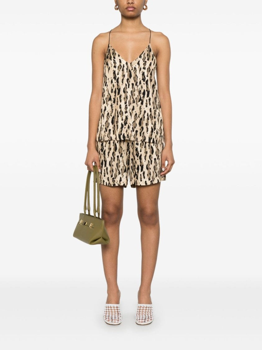The Nina Studio Relaxed Fit Sand Animal Print Shorts