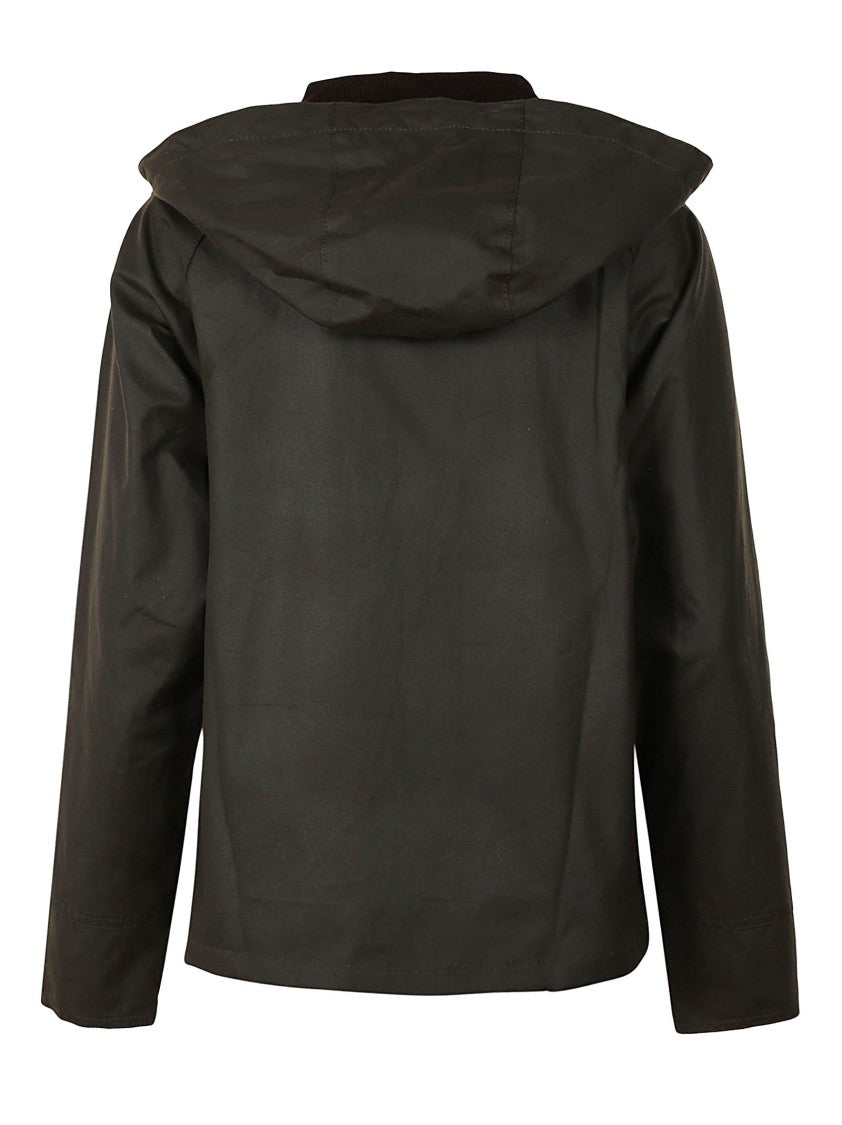 Barbour Olive Classic Green Cotton Jacket With Corduroy Collar