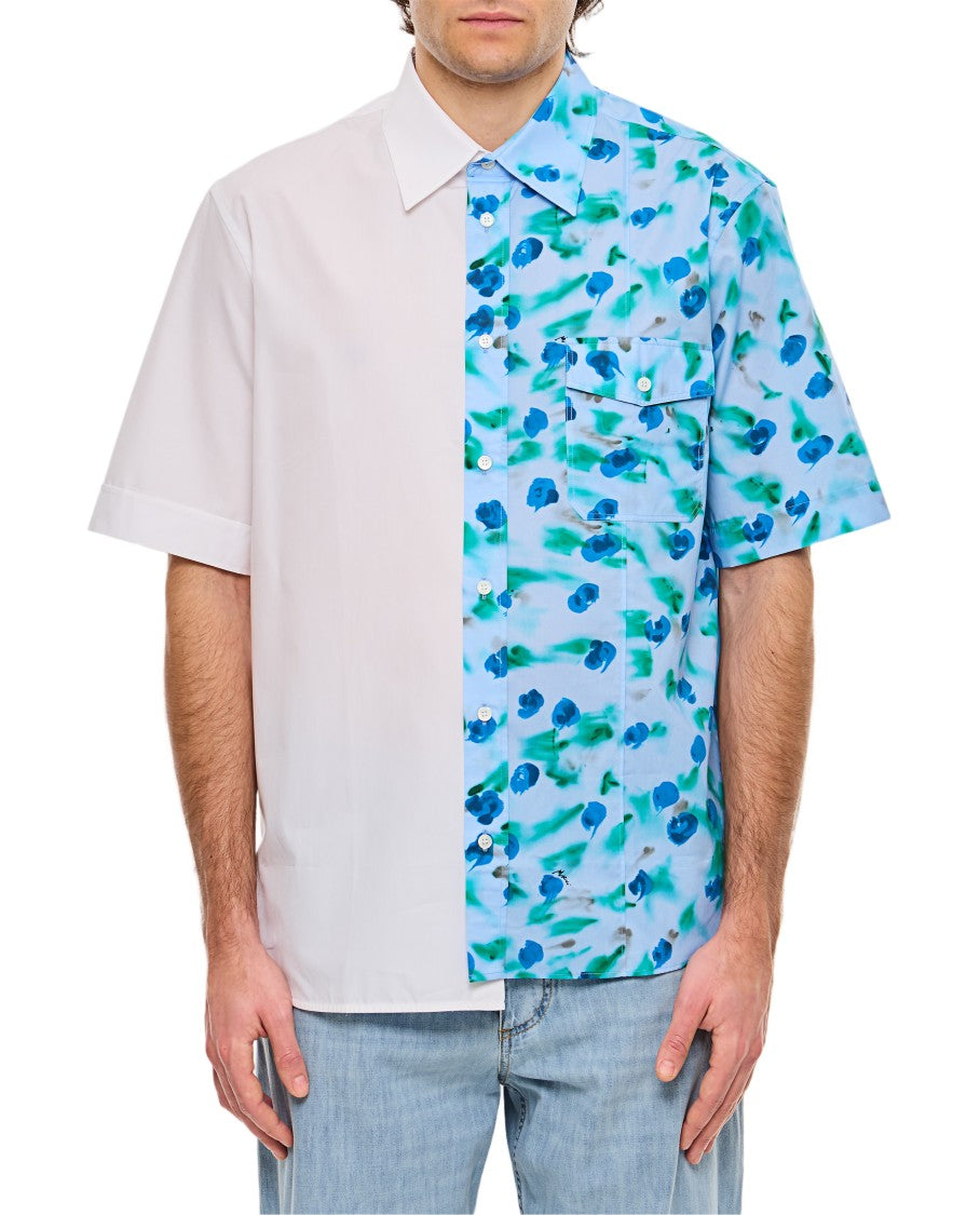 Marni Short-Sleeve Split Design Shirt With Abstract Floral Print