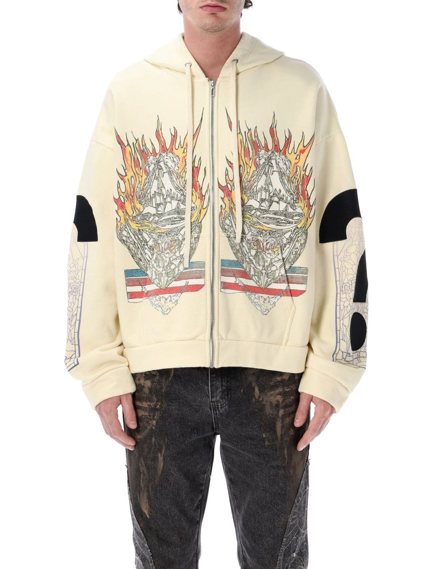 Who Decides War Engulfed Memories Graphic Zip Up Hoodie