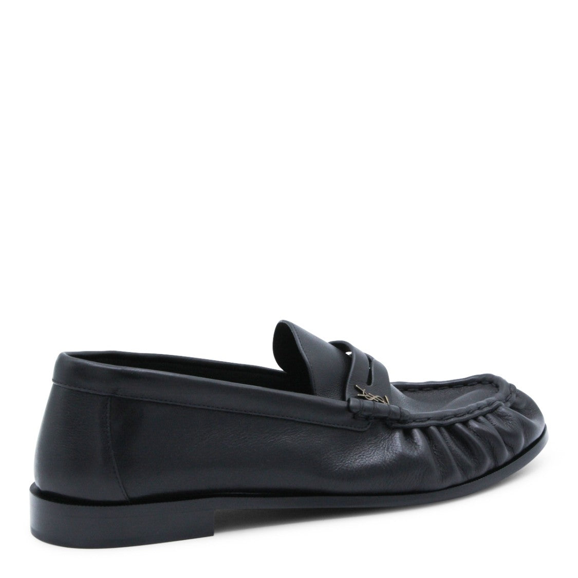Saint Laurent Black Hand-Stitched Leather Loafers