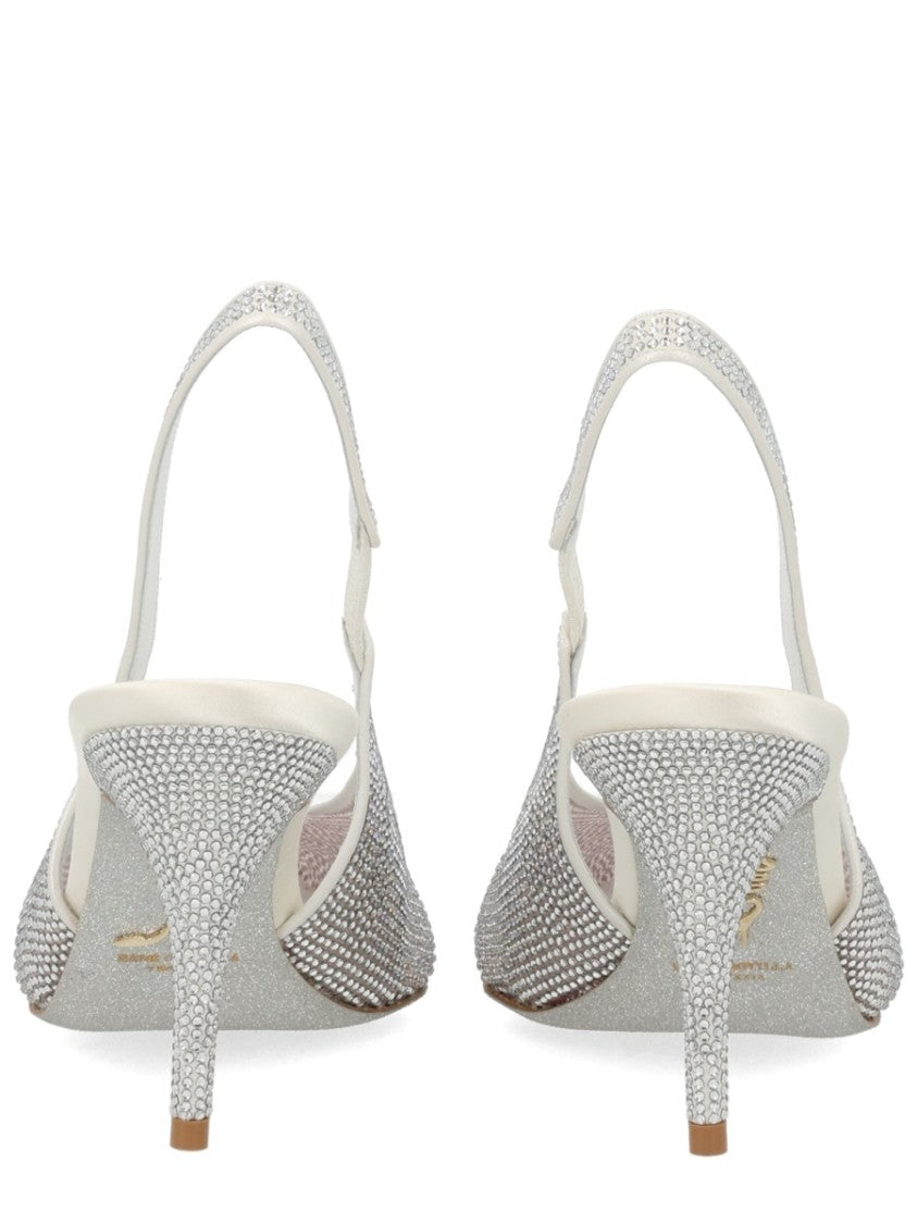 René Caovilla Jinny Pointed Toe Sparkling Slingback Pumps