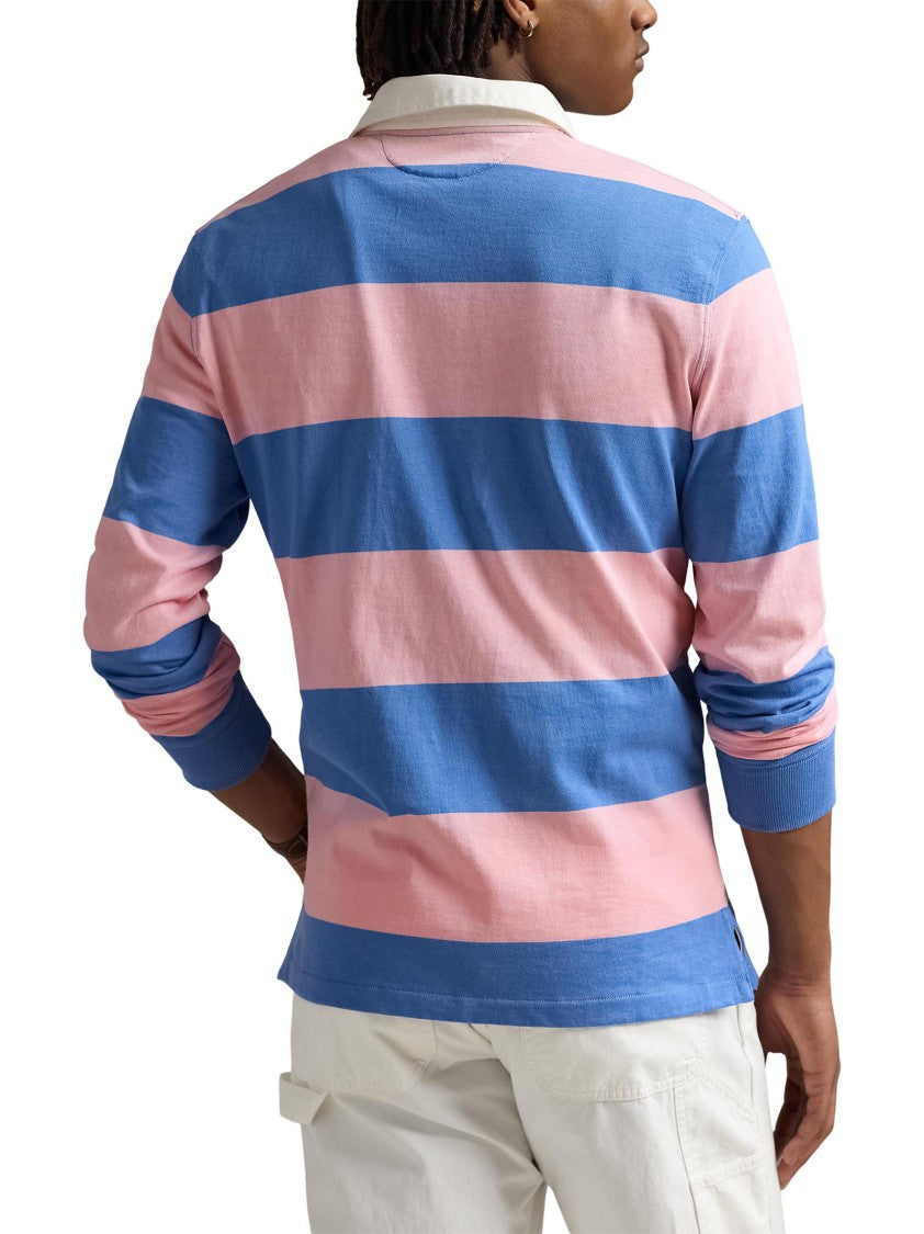 Polo Ralph Lauren Pink And Blue Striped Rugby Shirt