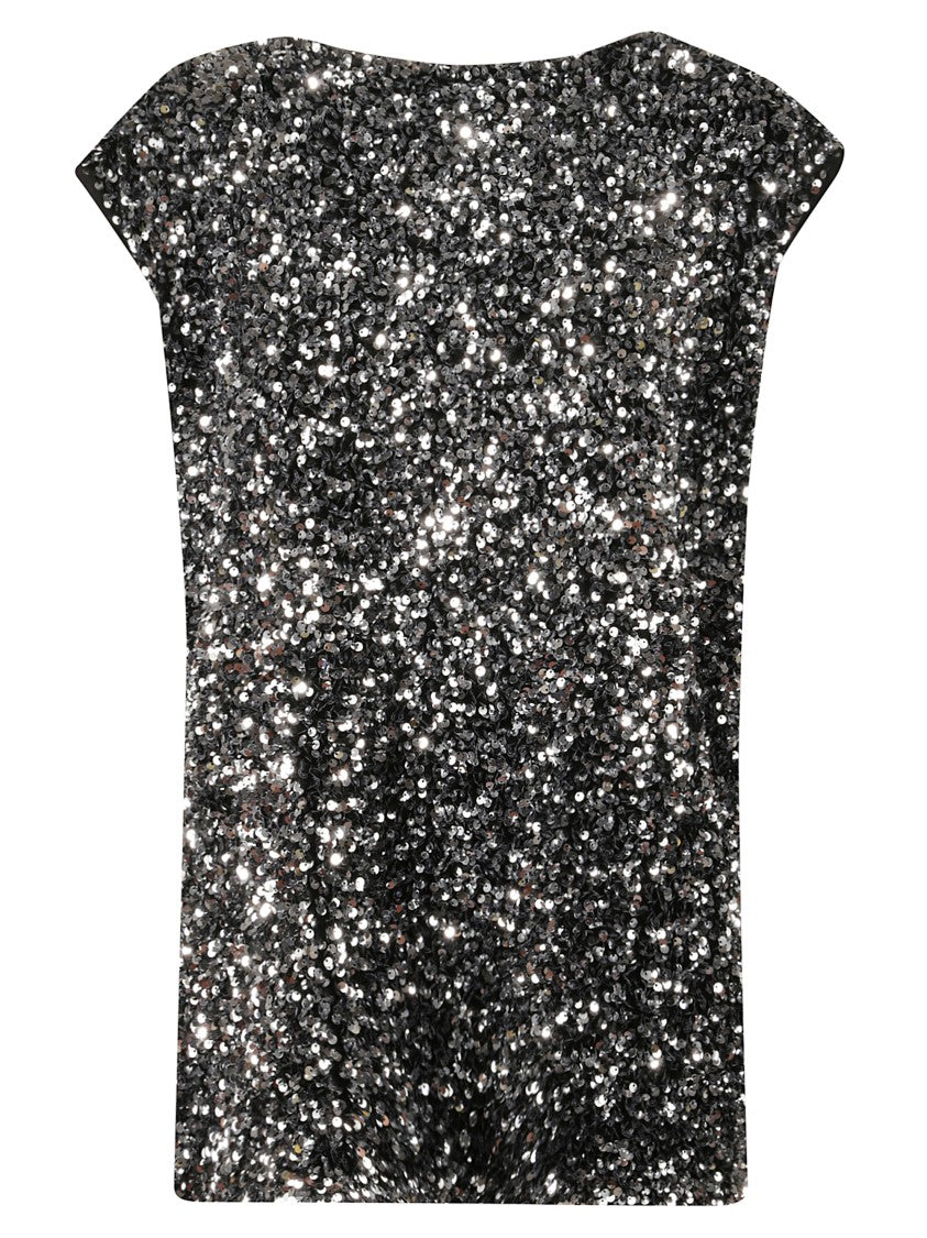 Junya Watanabe Black Wool Top With Shimmering Sequined Finish