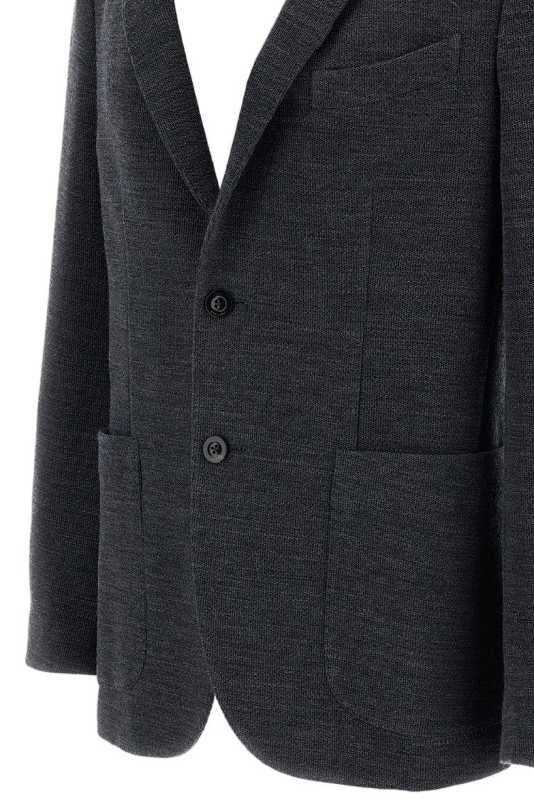 Boglioli Gray Wool-Blend Single-Breasted Blazer