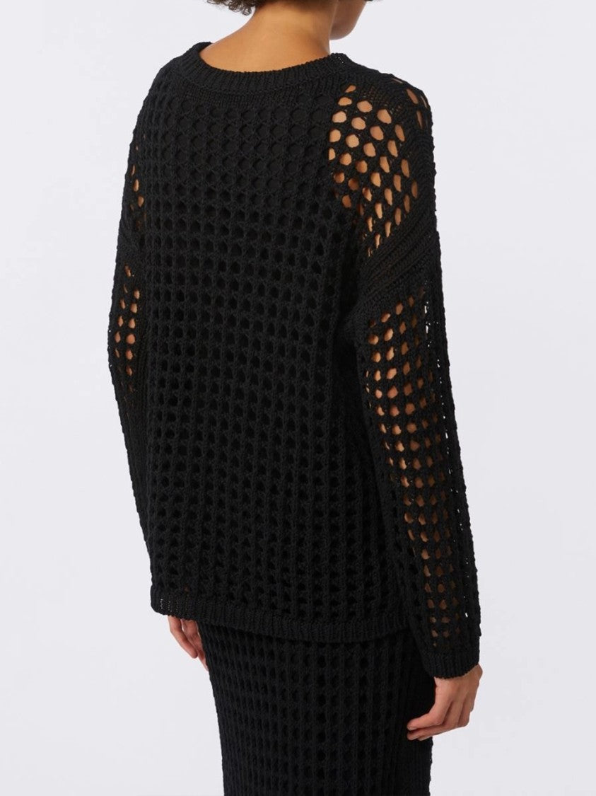 Max Mara Black Febe Open-Weave Knit Sweater