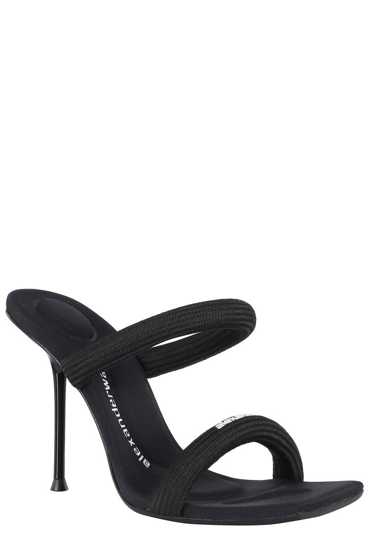 Alexander Wang Black Julie Tubular Webbing Square-Toe Nylon Sandals