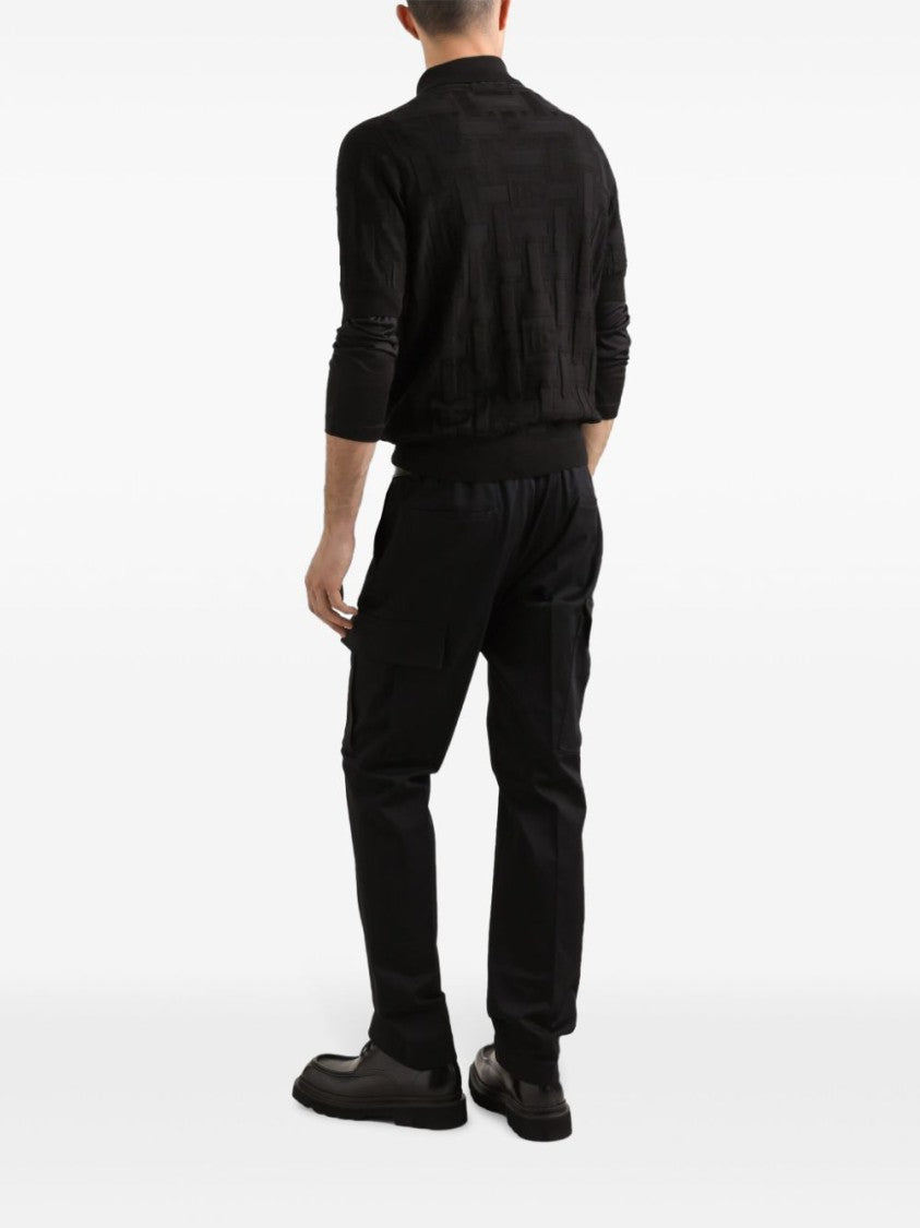 Dolce & Gabbana Textured Black Polo With Embossed Detailing