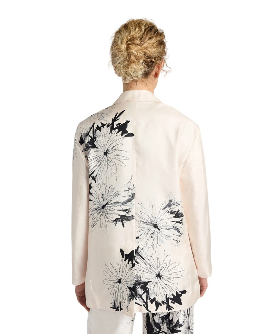 Momonì Zuni Abstract Floral Print Silk Twill Blazer