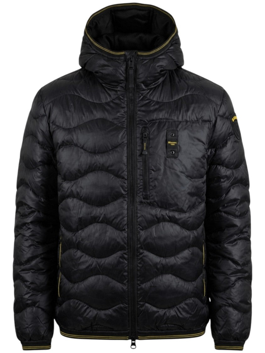 Blauer Black High-Collar Quilted Padded Jacket