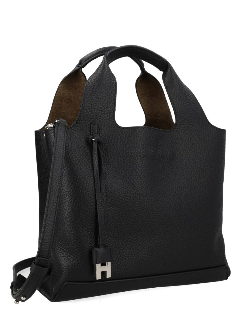 Hogan Textured Logo Hanging Charm Tote Bag