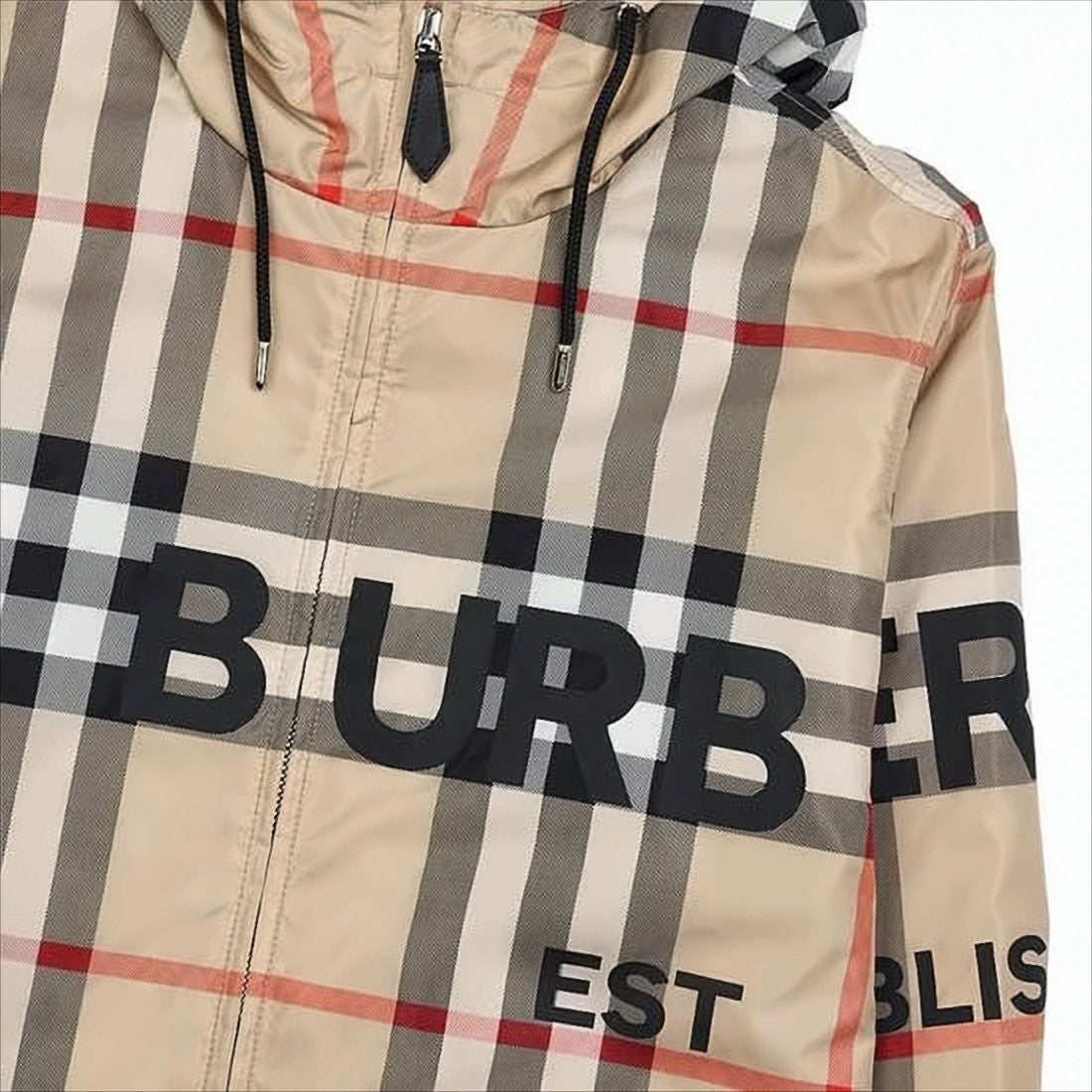 Burberry Checkered Hooded Jacket With Adjustable Drawstrings