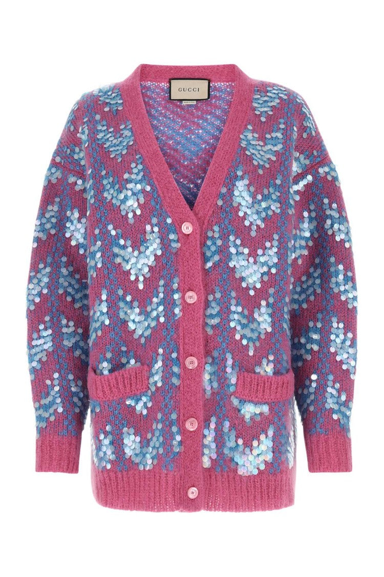 Gucci Two-Tone Mohair Blend Oversize Cardigan